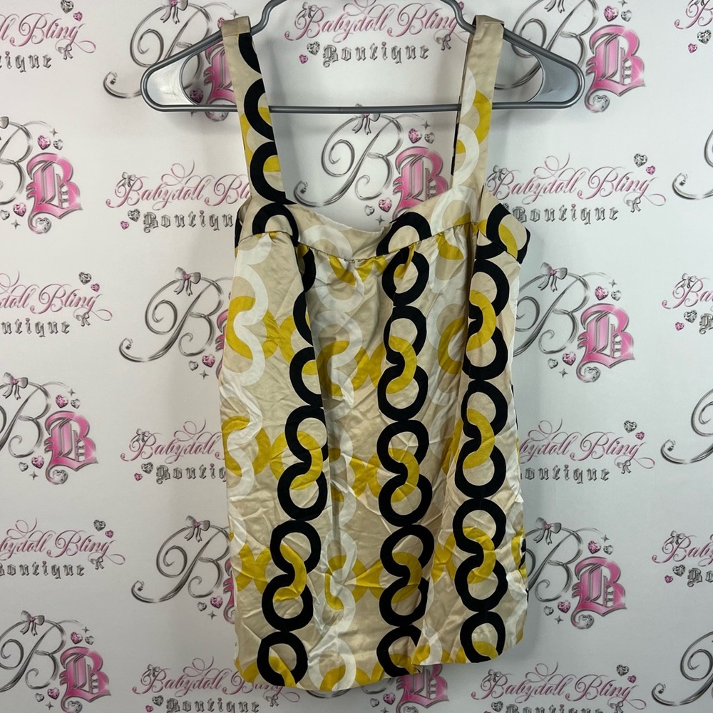 J. Crew tank top silk chain link 🔗 yellow Stylish Women's Top with Chain Pattern